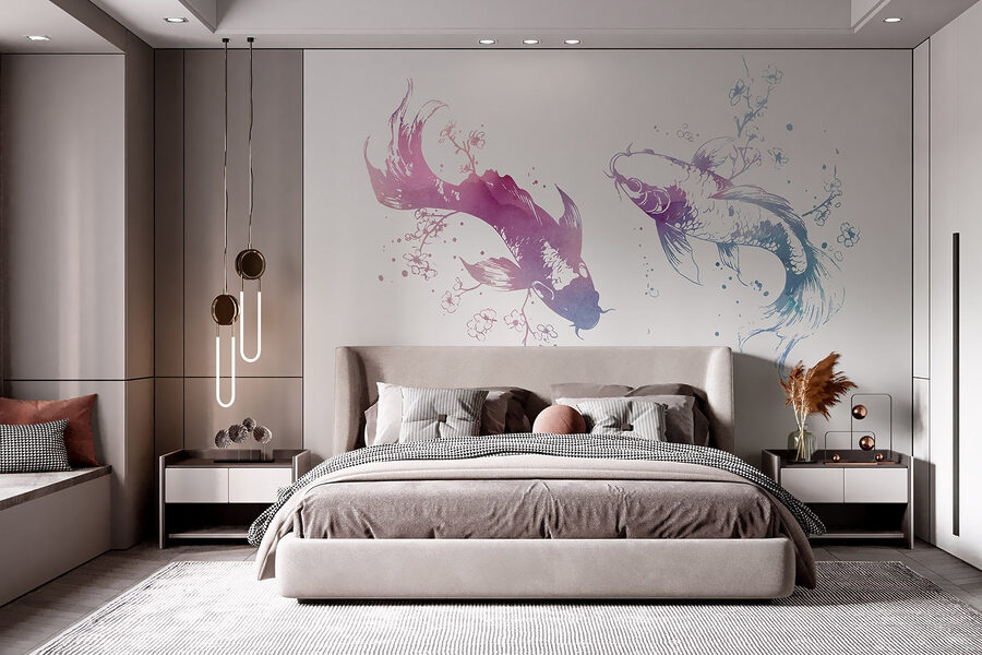 Two fish with watercolor splashes Two fish with watercolor splashes