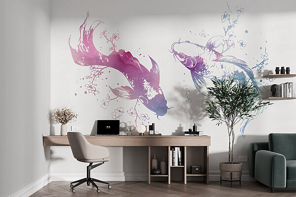 Two fish with watercolor splashes Two fish with watercolor splashes