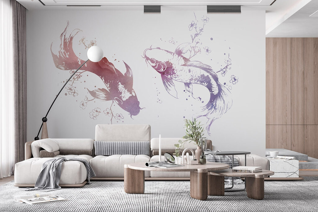 Two fish with flowers and leaves Two fish with flowers and leaves