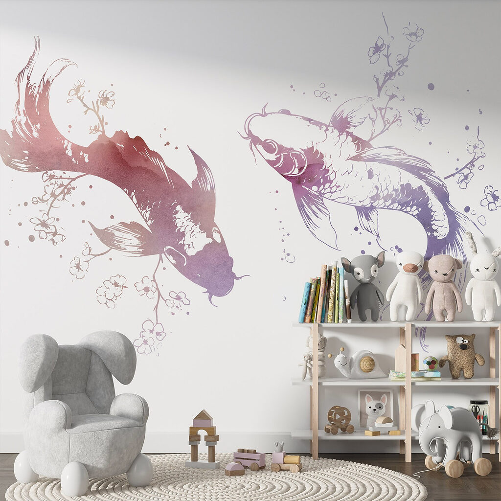 Two fish with flowers and leaves Two fish with flowers and leaves