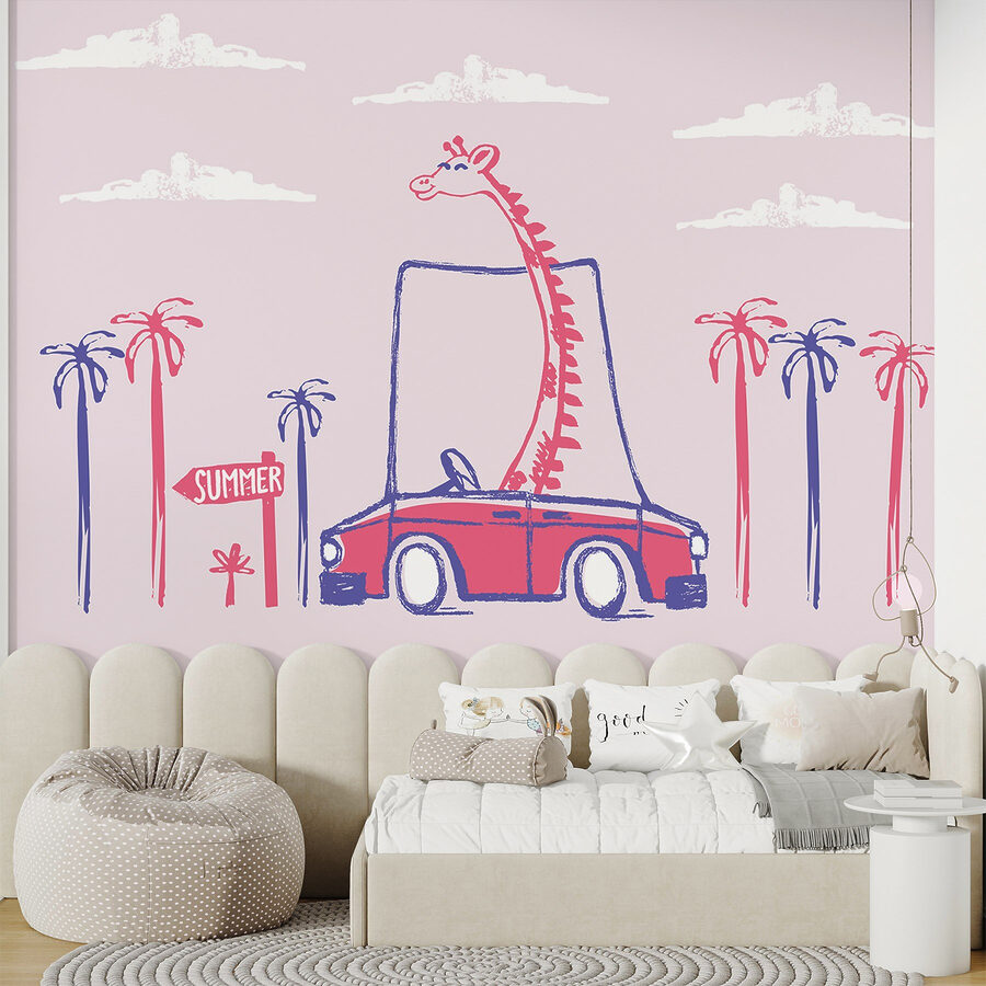 Giraffe in a car