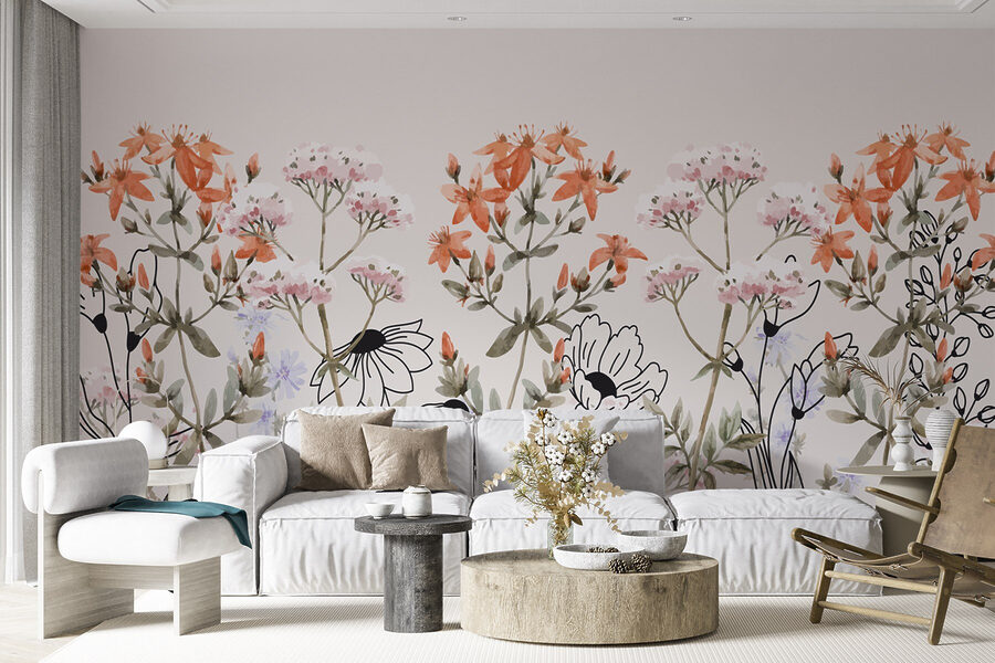 Wall murals Whimsical floral arrangement in soft tones - Image 2