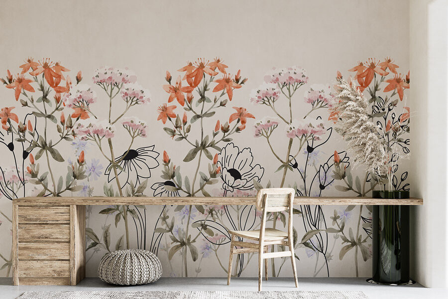 Wall murals Whimsical floral arrangement in soft tones - Image 3