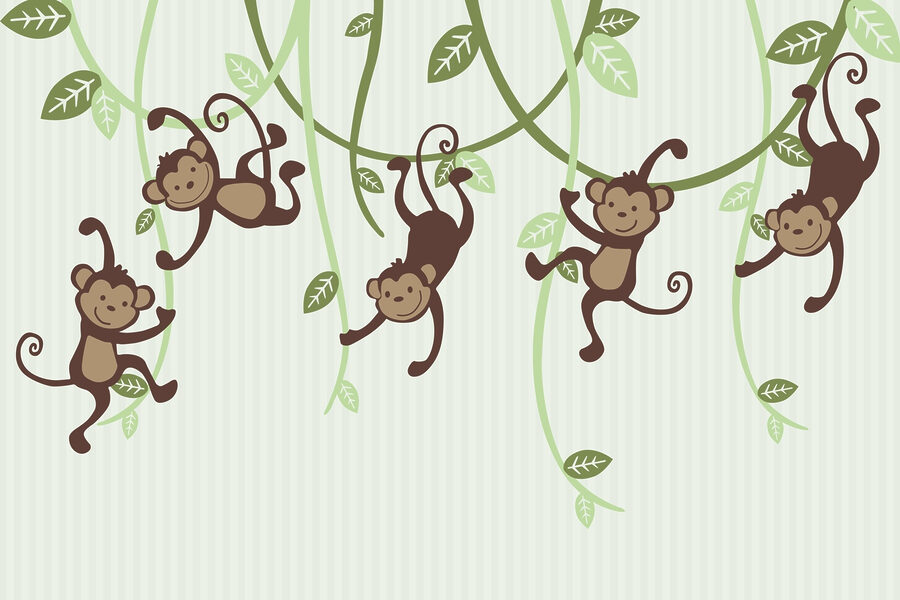 Wall murals Group of monkeys from vines - Image 4