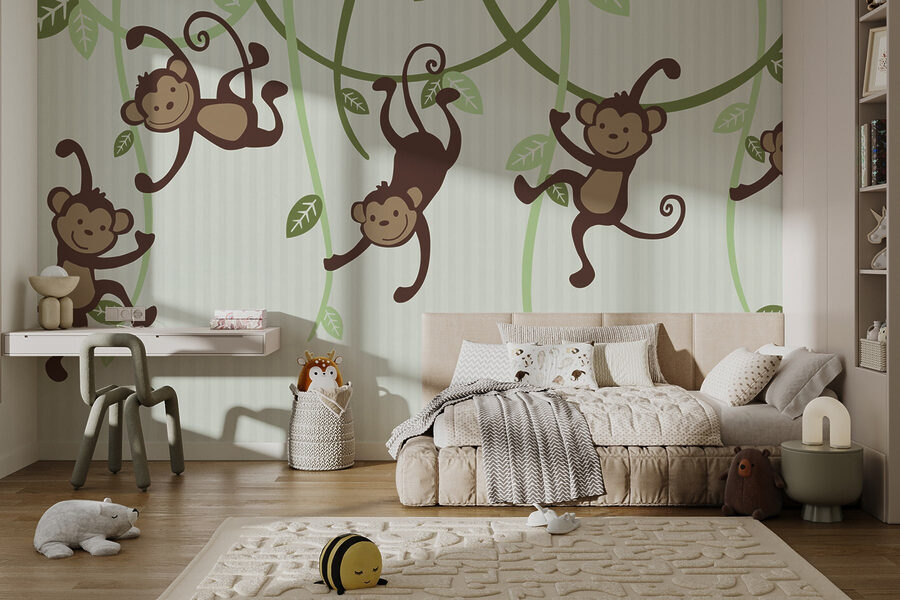 Wall murals Group of monkeys from vines - Image 2