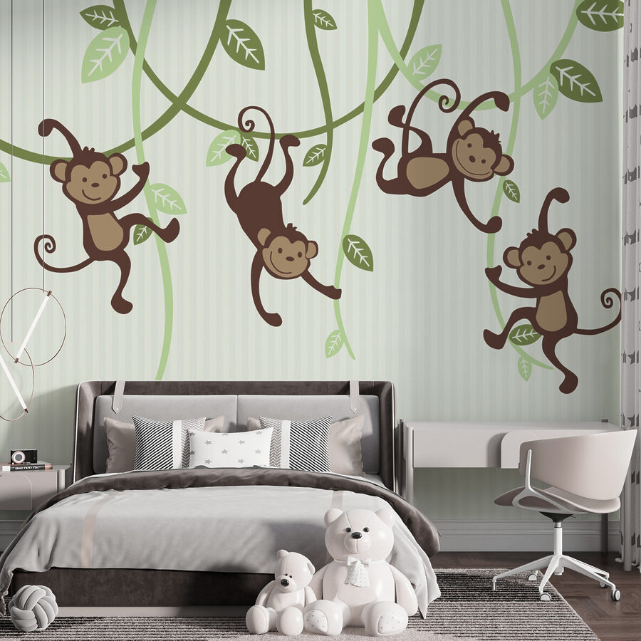 Wall murals Group of monkeys from vines - Image 3