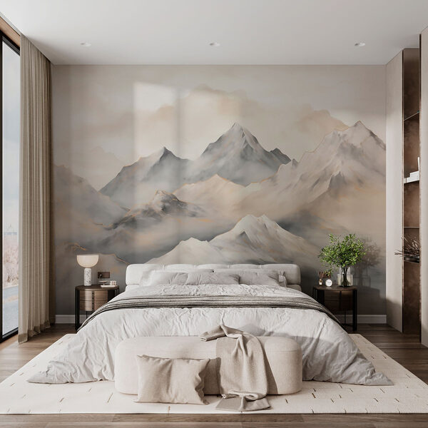 Painting of mountains with clouds Painting of mountains with clouds