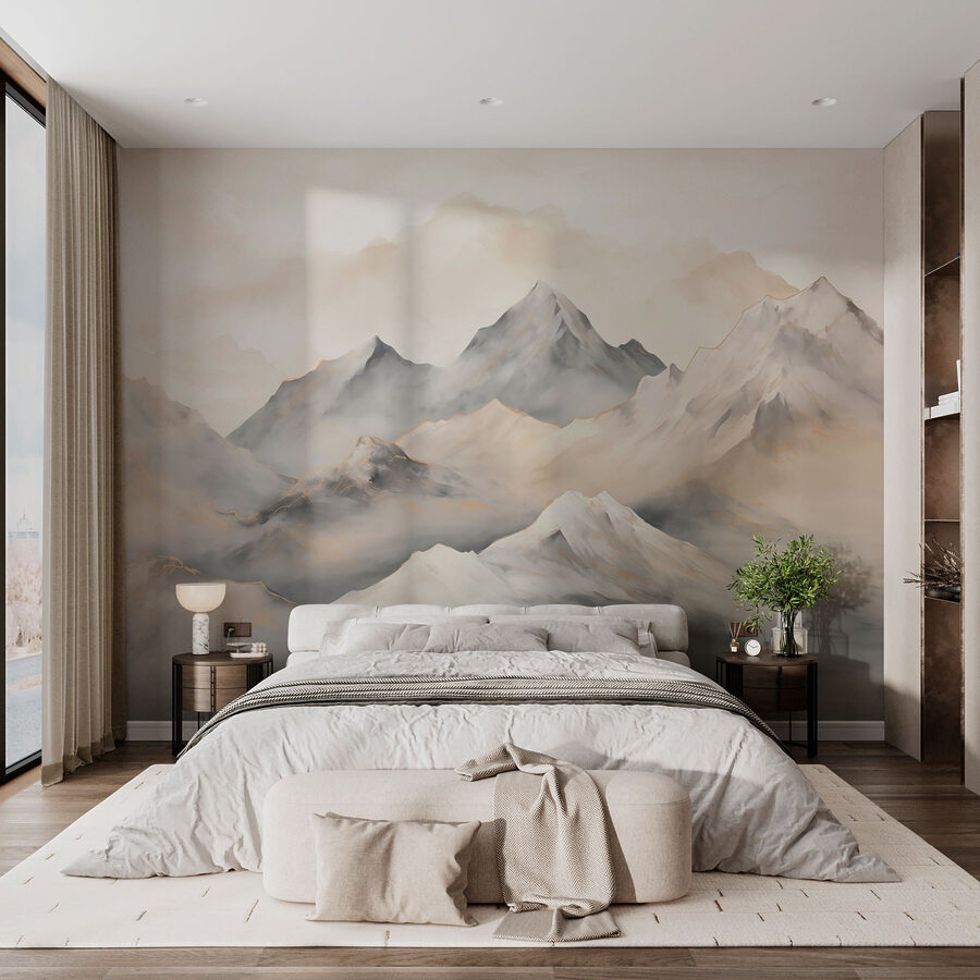 Painting of mountains with clouds Painting of mountains with clouds