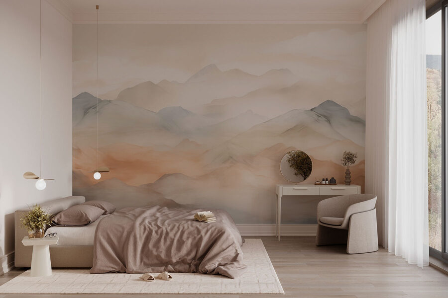 Foggy mountain range