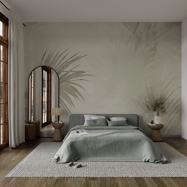 Soft palm leaves on a muted background Soft palm leaves on a muted background