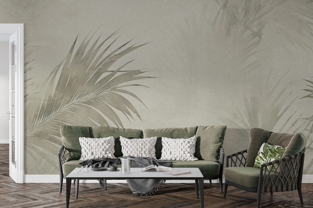 Soft palm leaves on a muted background Soft palm leaves on a muted background