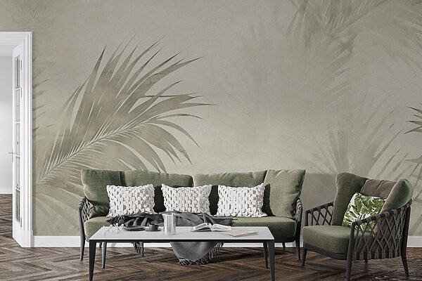 Soft palm leaves on a muted background Soft palm leaves on a muted background