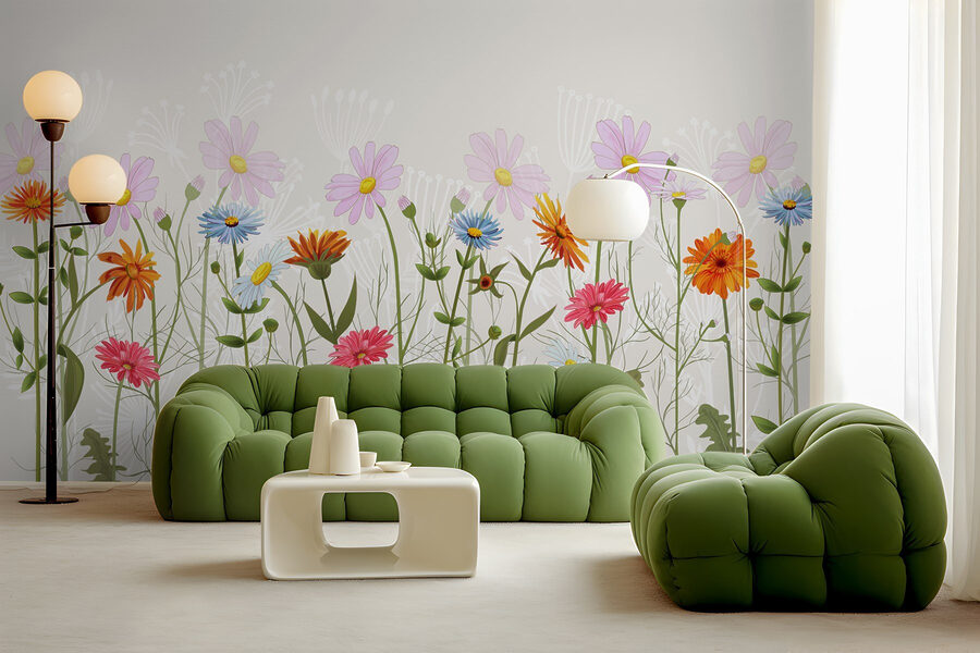 Row of colorful flowers