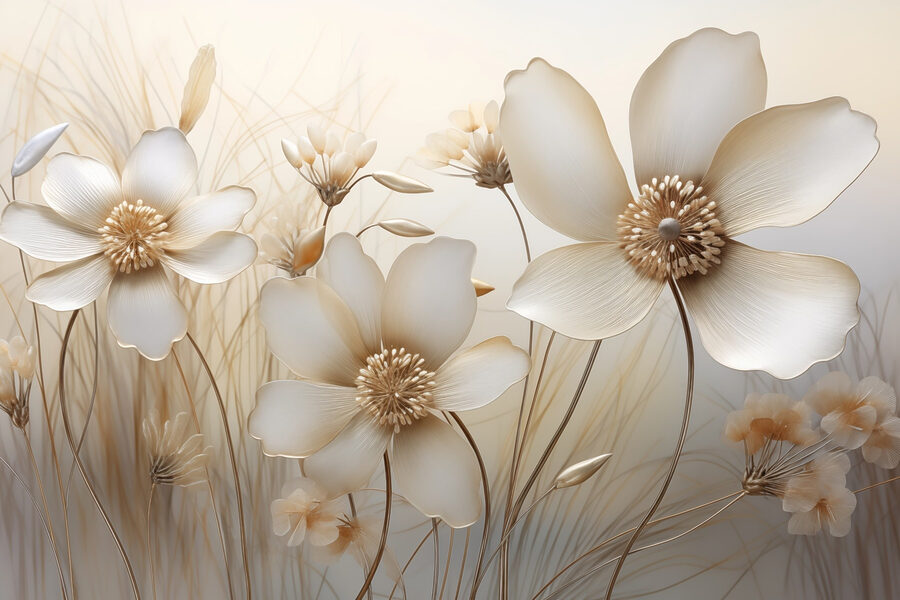 Delicate flowers in soft hues.