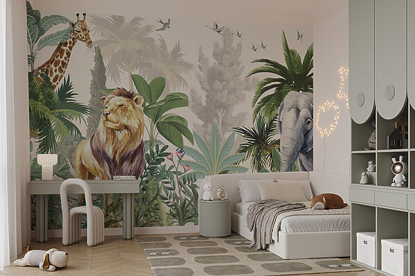 Wallpaper with animals and birds Wallpaper with animals and birds
