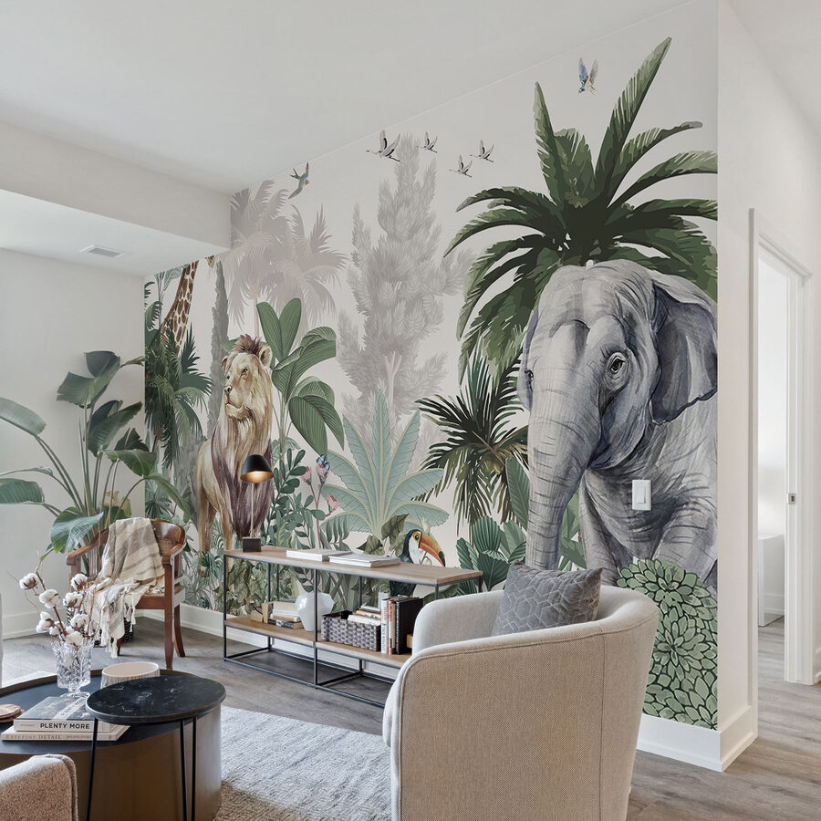 Wallpaper with animals and birds