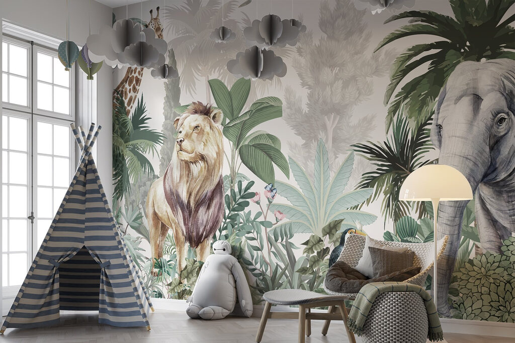 Wallpaper with animals and birds Wallpaper with animals and birds