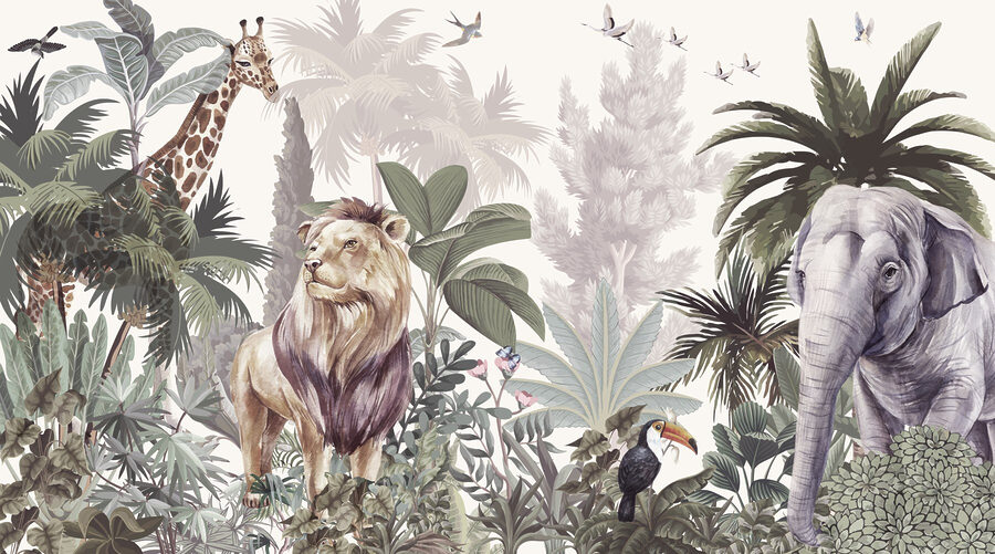 Wall murals Wallpaper with animals and birds - Image 3