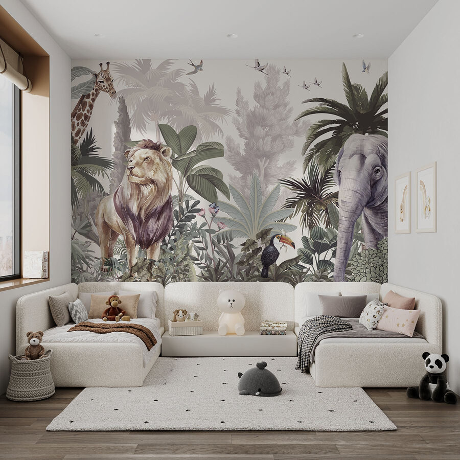 Wall murals Wallpaper with animals and birds - Image 2