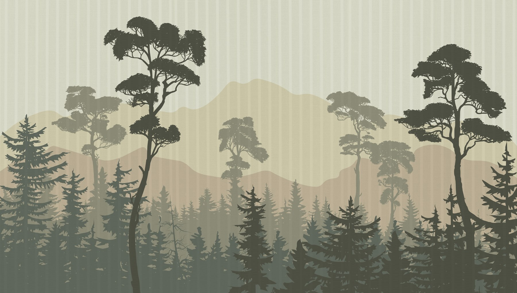 Landscape of trees and mountains