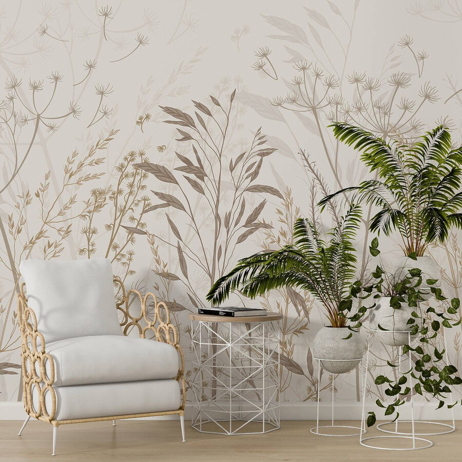 Wall murals Delicate botanical patterns in neutral tones - Image 2