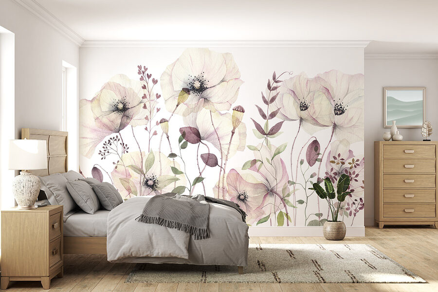 Wall murals Delicate blooms in soft pastels