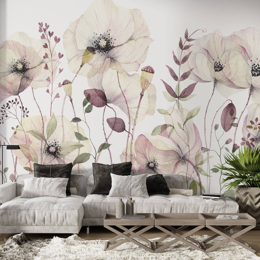 Wall murals Delicate blooms in soft pastels - Image 2
