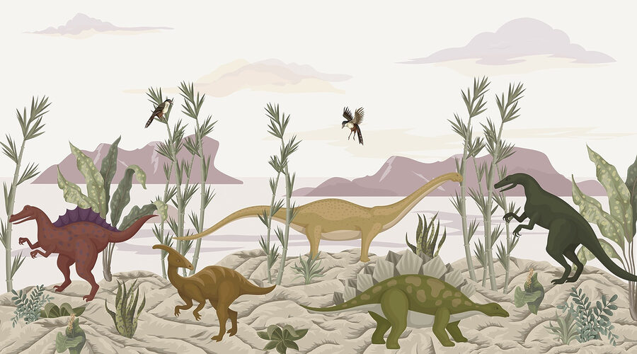 Wall murals Group of dinosaurs in a desert - Image 4