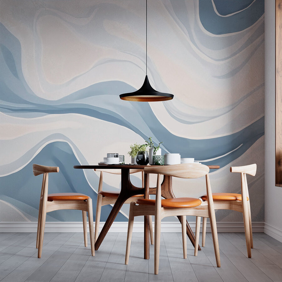 White and blue wavy pattern