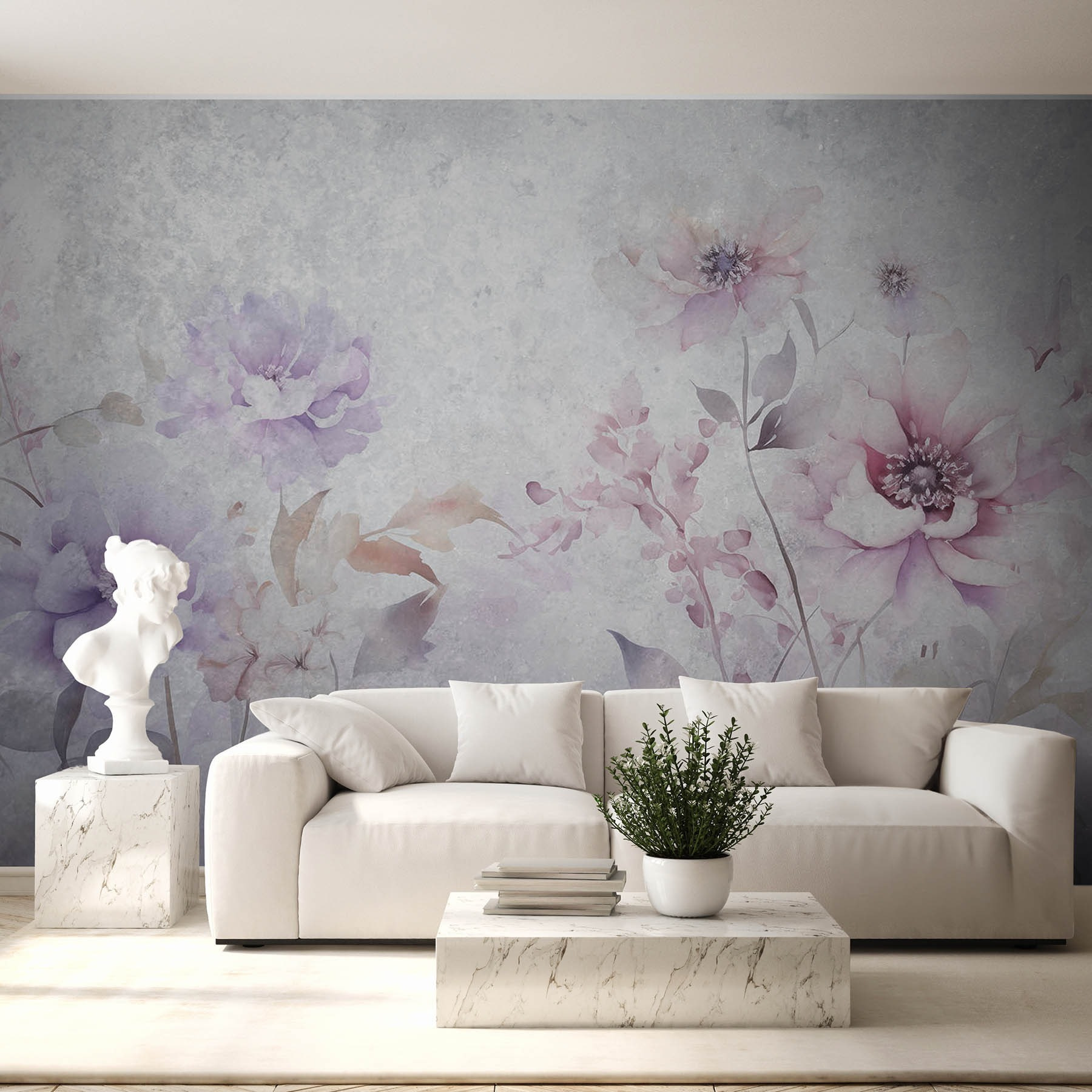Painting of flowers on a white background Painting of flowers on a white background