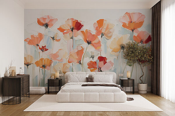Painting of flowers on a white background Painting of flowers on a white background