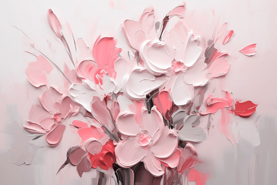 Wall murals Painting of flowers in pink and white - Image 4