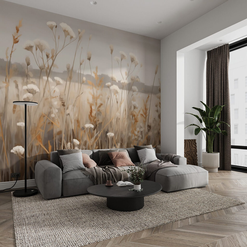 Field of flowers and grass