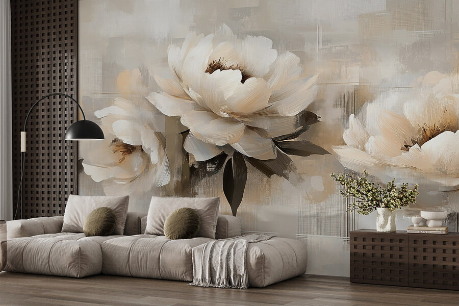 Painting of flowers on a white background