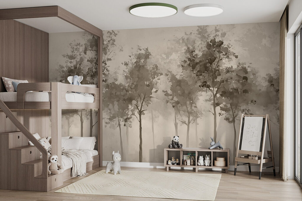 Group of trees in a foggy area Group of trees in a foggy area