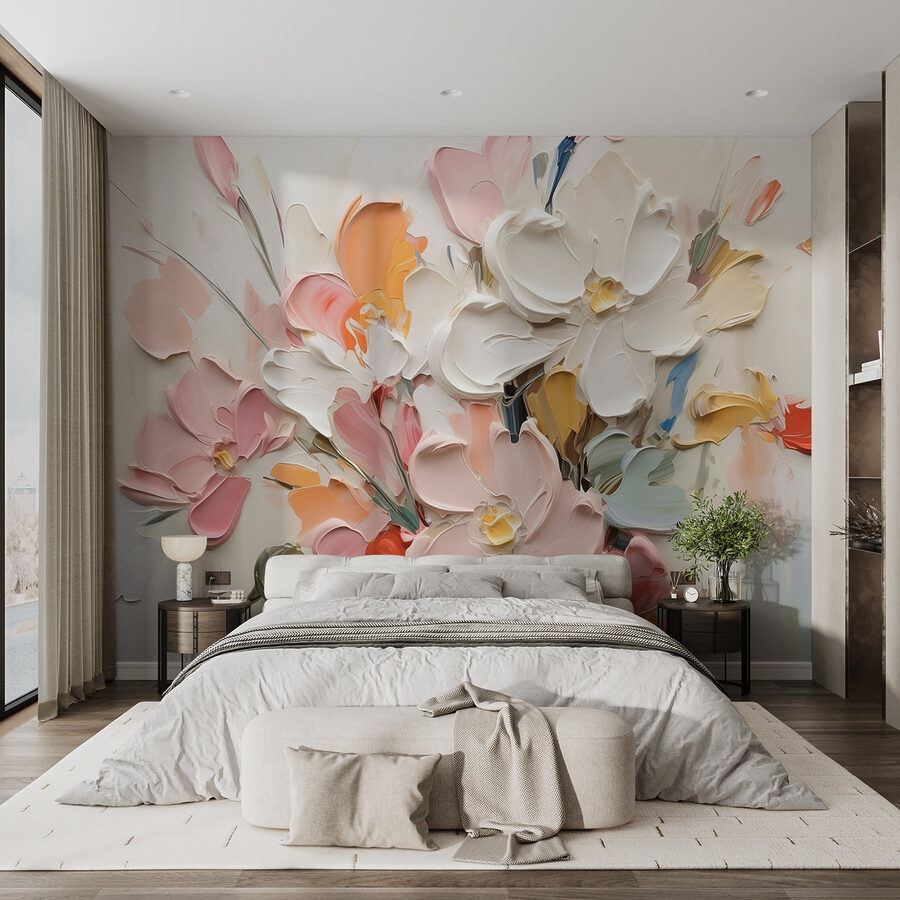 Painting of flowers on a white surface