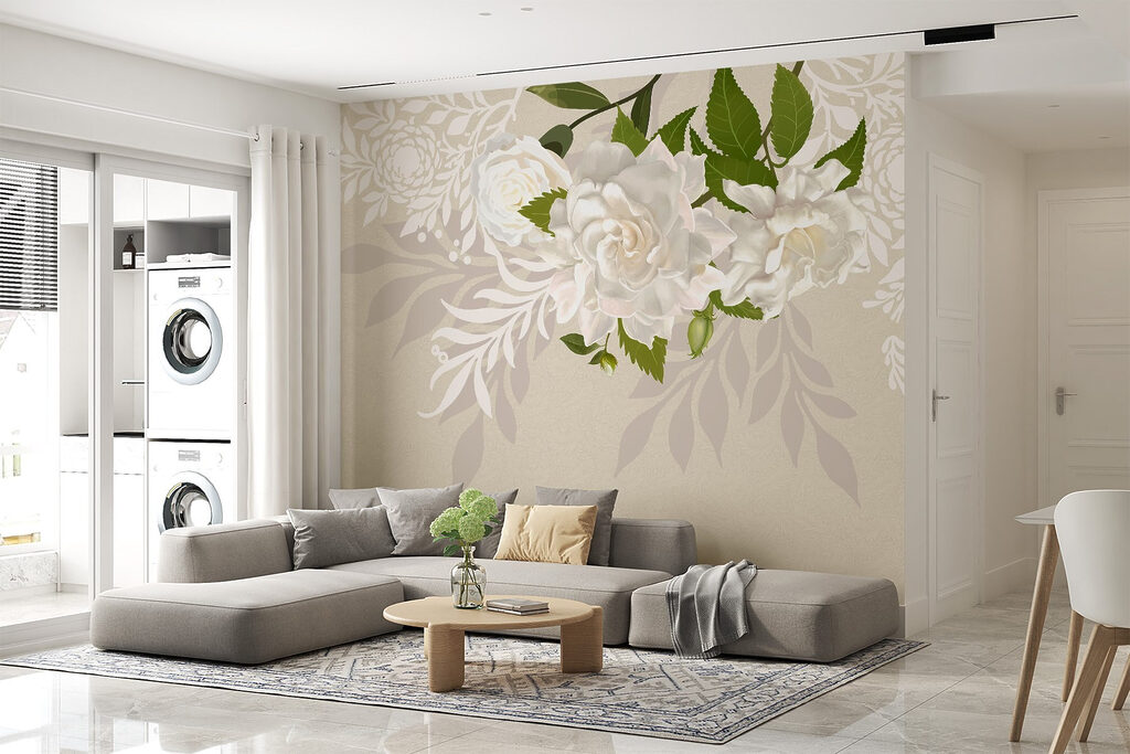 White flowers with green leaves White flowers with green leaves