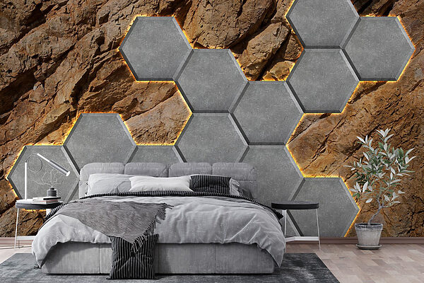 Stone hexagons on a rock Stone hexagons on a rock