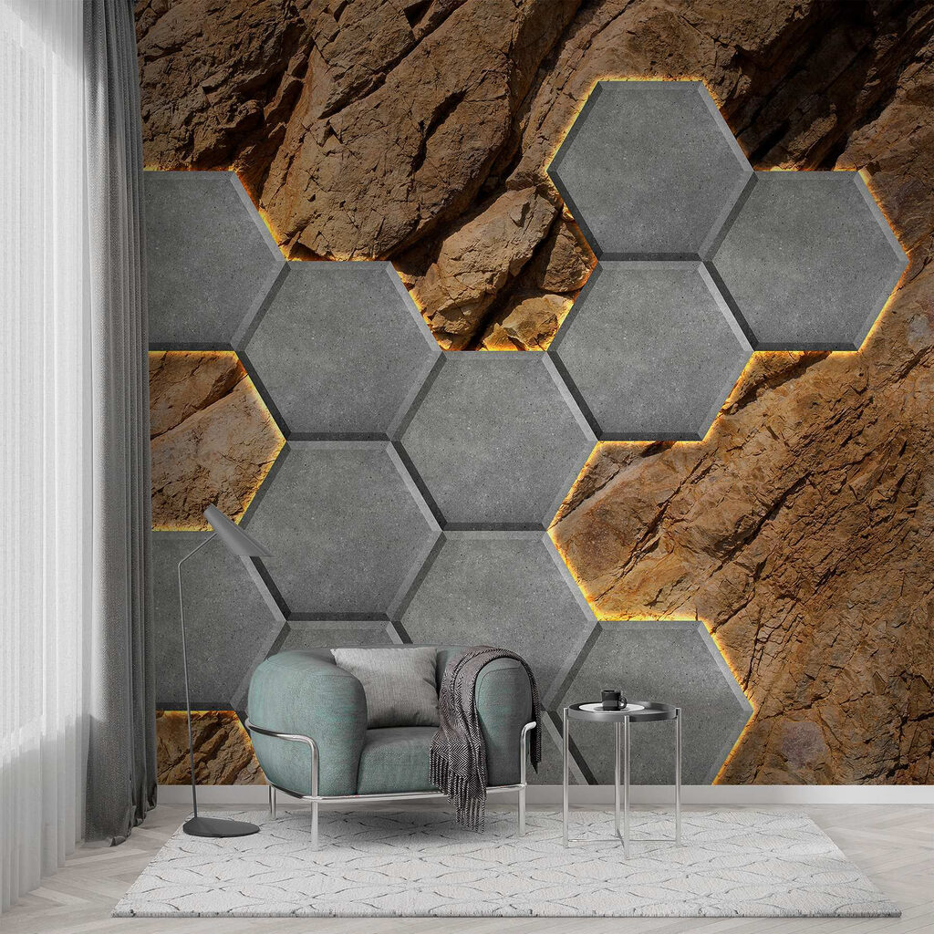 Stone hexagons on a rock