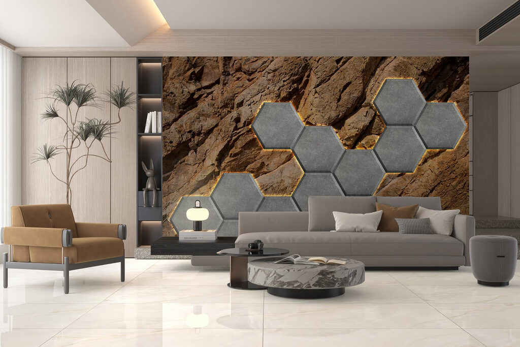 Stone hexagons on a rock