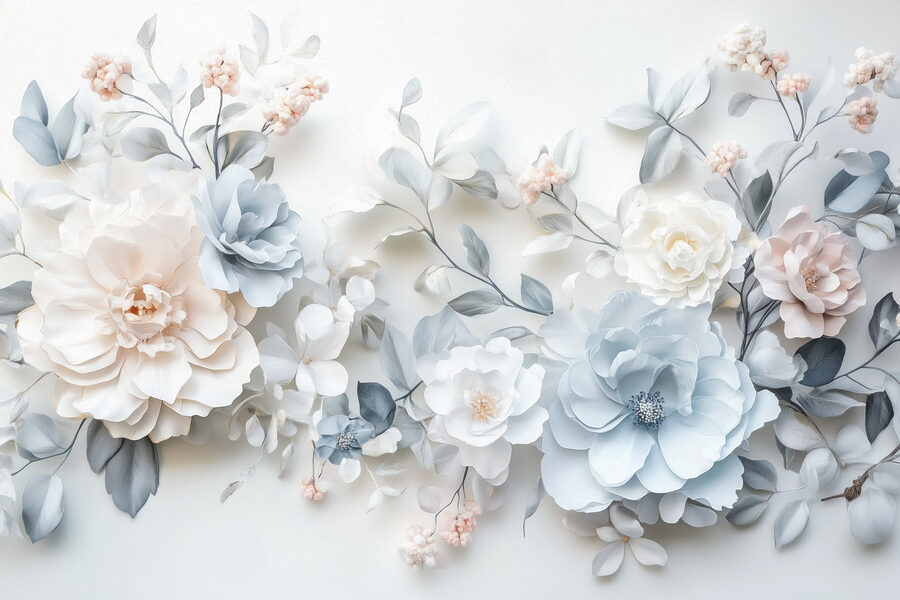 Wall murals Group of flowers on a white surface - Image 9