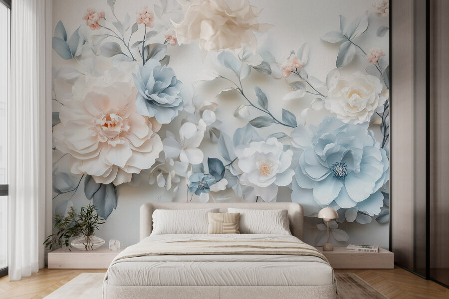 Wall murals Group of flowers on a white surface