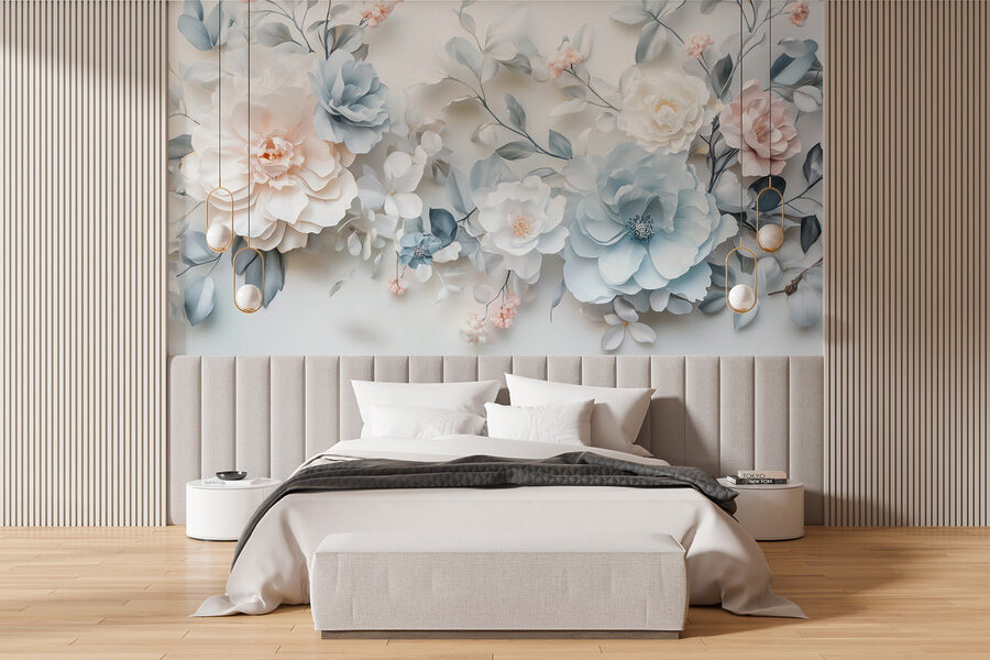 Wall murals Group of flowers on a white surface - Image 2