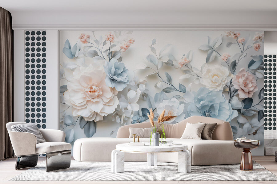 Wall murals Group of flowers on a white surface - Image 3