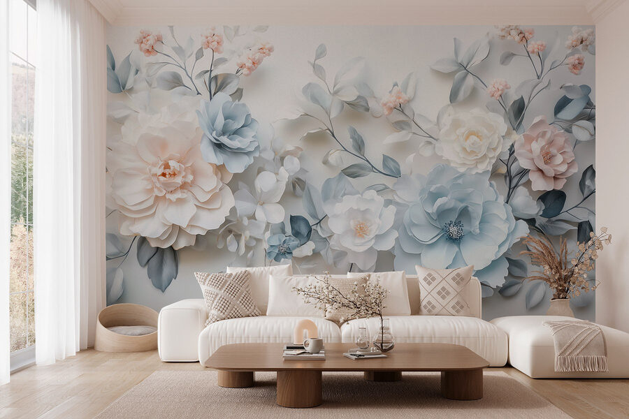 Wall murals Group of flowers on a white surface - Image 4