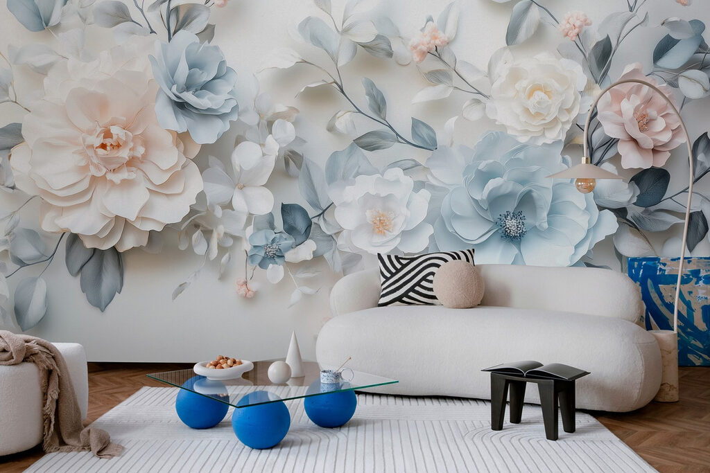 Group of flowers on a white surface