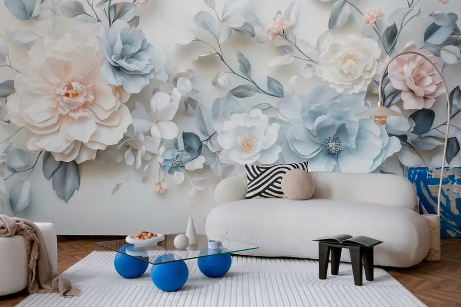 Wall murals Group of flowers on a white surface - Image 6
