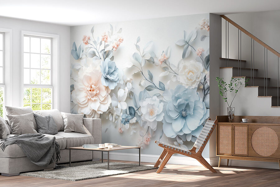 Wall murals Group of flowers on a white surface - Image 7