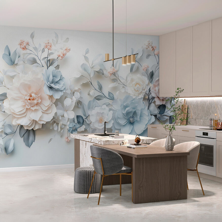 Wall murals Group of flowers on a white surface - Image 8