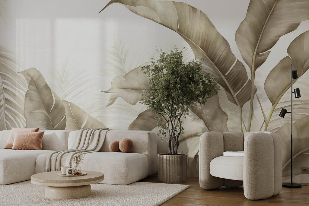 Calm, neutral botanical illustration